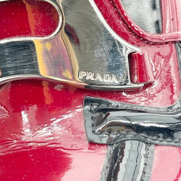 Prada Fall 2010 Burgundy Patent Leather Square Toe Loafer Pump Heel size IT 36 - Picture 10 of 13